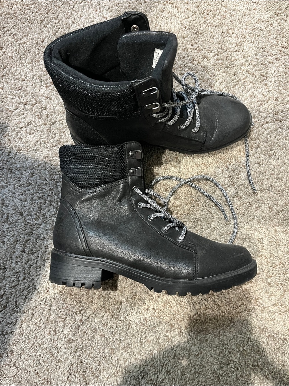 Universal Thread Black Lace-Up Heeled Combat Boots